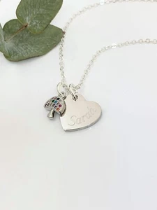 Personalised Necklace with Name and Mushroom Charm Gift Lady Girl Friend - Picture 1 of 2