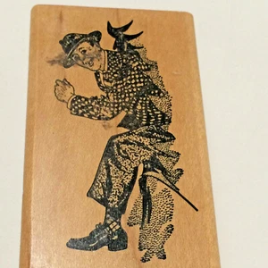 MAN Breaking Through PAPER WALL Rubber Stamp Detail Wood Mounted  KEN BROWN RARE - Picture 1 of 6