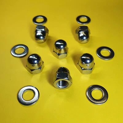 6 Stk. Hutmutter DIN 1587 M8x1,0 Feingewinde Edelstahl Fein mit Scheiben - Bild 1 von 3