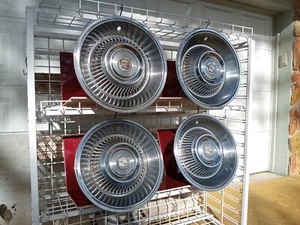 1963-1964 Cadillac DeVille Fleetwood 15" Hubcaps Set Of (4) Wheel Covers Antique - Picture 1 of 24