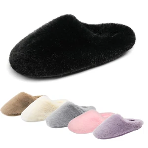 Women Memory Foam Fluffy Fuzzy Slippers Faux Fur Lining Slip On House Shoes - Picture 1 of 46
