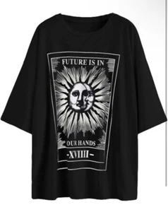 Womens Round Neck Oversized Tshirts Loose Casual Summer Shirts Junior Tops - Picture 1 of 4