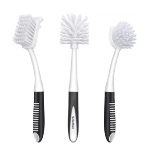 Dish Brush Set of 3 with Bottle Brush Dish Scrub Brush with Long Handle Deep Cle - Picture 1 of 8
