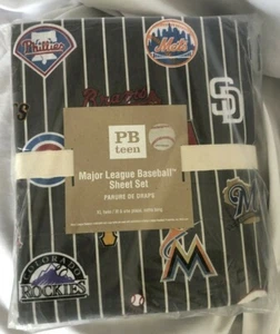 Juego de sábanas grises de béisbol Pottery Barn Teen MLB Grandes Ligas doble XL NUEVO CON ETIQUETAS NLA - Imagen 1 de 2