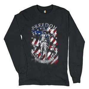 Freedom Isn't Free Long Sleeve T-shirt Independence Liberty American Flag - Picture 1 of 17