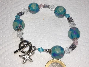 Armband hellblau silber Millefiori Stil  wunderschön - Bild 1 von 4