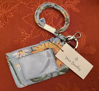 💕Vera Bradley SUNFLOWER SKY ReActive Lighten Up Zip ID & Lanyard -NWT - Image 1 of 3