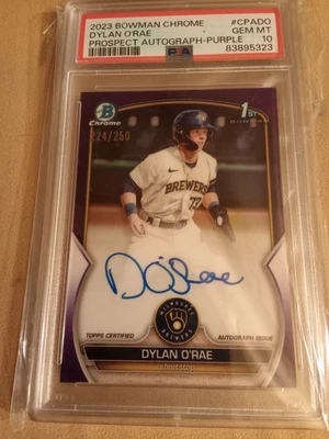 2023 Bowman Chrome Dylan O'Rae #224/250 AUTOGRAPH PURPLE #CPA-DO Graded PSA 10 - Image 1 of 2
