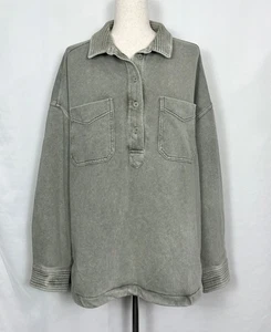 Aerie Women’s Polo Sweatshirt Olive Fun Color XL - Picture 1 of 4