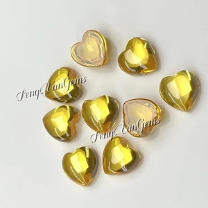 Heart Flat Bottom Cabochon Golden Yellow Zircon Loose Diamond For Bracelet Inlay - Picture 1 of 5