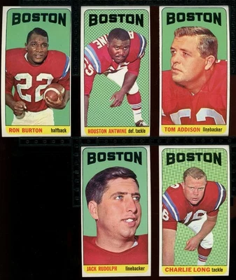 1965 TOPPS Boston Patriots - 5 Different Cards 1, 2, 4, 13, 19 - NICE! - Image 1 of 2