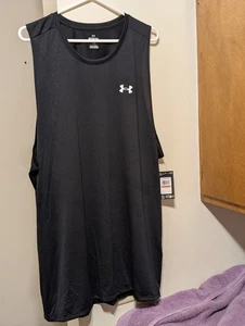 IMPECCABLE FITTED 3XLT NWT UNDER ARMOUR MENS BIG-TALL LOGO TANK TOP BLACK COLOR - Picture 1 of 24