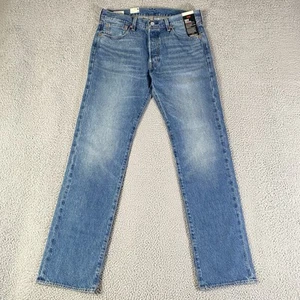 Levis Premium 501 Selvedge Jeans Mens 33x34 Blue Hemp Blend Straight Leg NEW - Picture 1 of 14
