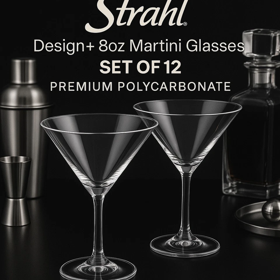 Strahl Design 8 盎司马提尼眼镜 (12) Reg 125 美元优质防摔酒吧用品  — 第 1/4 张图片