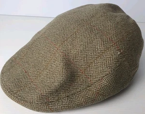 VINTAGE Mens Flat Cap Bakerboy Size M Beige Mix 100% Wool C55cm - Picture 1 of 12