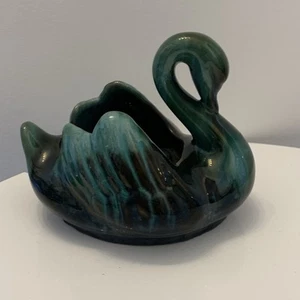 Vintage Blue Mountain Pottery Swan Green and Black Drip Glaze Redware Canada - Picture 1 of 6