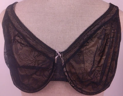 Sujetador Camiseta Cacique Lane Bryant Negro Moderno Encaje Copa Con Aros Talla 44 DDD Foto 1 de 4