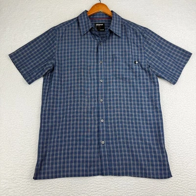 Marmot Eldridge  Plaid Shirt Mens M Blue Short Sleeve Button Up Hiking Gorpcore - Image 1 of 4
