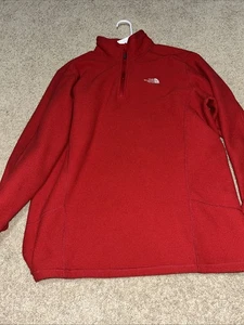 Red North Face Women 1/4 Zip Sweater Size Large - Picture 1 of 3