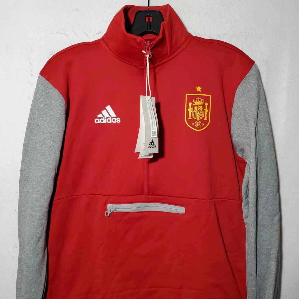 Sudadera Selección de Fútbol de España 1/4 Cremallera Manga Larga Pullover Rojo Hombre Nueva con Etiquetas Foto 1 de 4