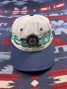 Vintage 90s Seattle Mariners Logo 7 Snapback Hat Cap Mariners Big Logo Griffey - Bild 1 von 12