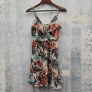 Japna Damen Kleid S Blumen Stufen Spaghettiträger Rüschensaum Sommer Mini - Bild 1 von 10