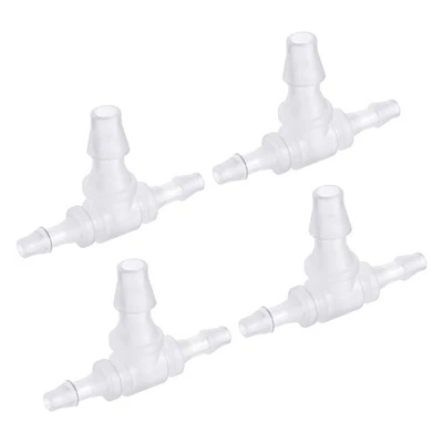4Pcs PP Reducing 4x6x4mm OD Barb Hose Fitting 3 Way Tee T Shape Translucent - Image 1 of 4
