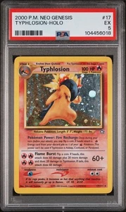 2000 Pokemon Neo Genesis Typhlosion Holo Rare PSA 5 EX #17 English Swirl WOTC - Picture 1 of 3
