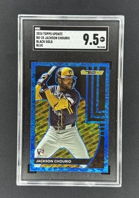 2024 Topps Update Jackson Chourio #BG-25 RC Black Gold Blue Parallel SGC 9.5 MT+ - Image 1 of 2