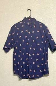 Camicia bandiera americana USA Patriotic Roundtree & York con bottoni blu navy L bella! - Foto 1 di 6