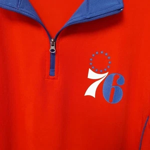 Philadelphia 76ers Sixers Red Warm Up 1/4 Zip Medium Majestic Hardwood Classics - Picture 1 of 8