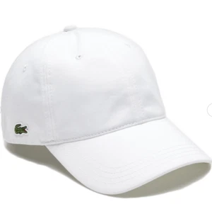 Lacoste Side Croc Solid Color Cotton Leather Buckle Hat Cap $60 New White - Picture 1 of 5