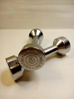 Juego de mancuernas vintage Joe Weider cromadas de 3 lb de 2 pesos en total 6 libras (ZS2) Foto 1 de 4