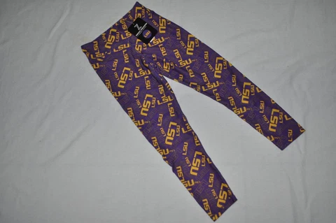 LSU Tigers ZooZatz Youth Girls Stacked Mascot Leggings Purple & Gold NWT Cover