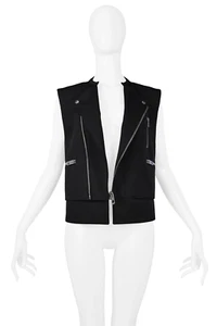 VINTAGE BALENCIAGA BY GHESQUIERE BLACK MOTORCYCLE ZIPPER VEST 2011 - Picture 1 of 4