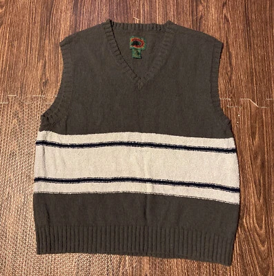 Vintage Boston Traders V Neck Sweater Vest Knit Men Sz M Gray Cream - Image 1 of 4