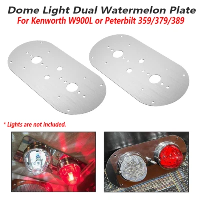 2X For Peterbilt 359 379 389 Kenworth Above Door DUAL Watermelon Plate Stainless - Image 1 of 4