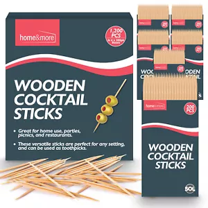 1200pk Bamboo Wooden Toothpicks Cocktail Sticks | Disposable 12 x 100 Party Food - Picture 1 of 8