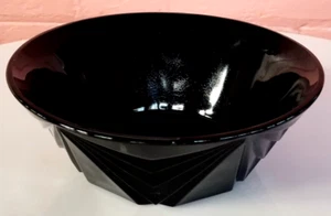 Tiara Indiana Vidrio Negro Art Deco Pirámide 8 1/2" Cuenco - Imagen 1 de 8