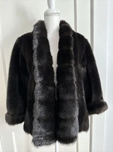 Pre-Owned VTG J. PERCY by Marvin Richards Brown Faux Fur Coat Sz:M - Picture 1 of 7
