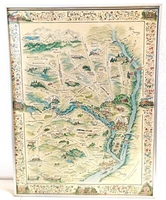 Mapa dibujado a mano Emlen Country del sudeste de Pensilvania reproducción Catharine Stokes 1985 Foto 1 de 4