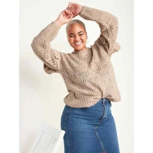 Old Navy Womens Sweater Ruffle Trim Pointelle Knit Pink Size 3X NEW - Picture 1 of 8