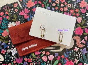 Ana Luisa Gold Safety Pin Earrings 14K Gold over Silver New - SHIPS OUT FAST - Picture 1 of 1