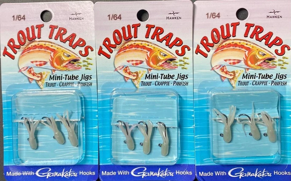 Plantillas minitubo Hawken Trout Traps 1/64 oz. Plantilla de tubo 3 paquetes de 3 tubos  Foto 1 de 1
