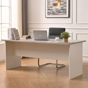 Scrivania per Computer da Ufficio Cemento e Bianco Lavoro Studio PC 160x80x74cm - Foto 1 di 11