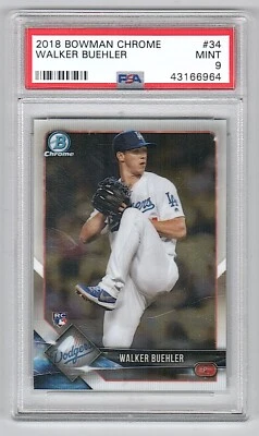 2018 Bowman Chrome #34 Walker Buehler Rookie PSA 9 MINT - Image 1 of 2