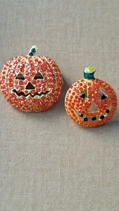 Jack O Lantern Broaches (2562rk1jc) clean Rhinestone Gold tone - Picture 1 of 5