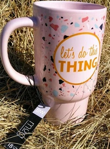 18 OZ. Taza de café rosa Let's Do This Thing Boston Warehouse boda nupcial - Imagen 1 de 6