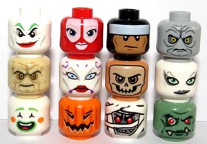 Lego 12 Minifigure Head Halloween Skeleton Zombie Mummy Monster Pumpkin    Set A - Picture 1 of 2