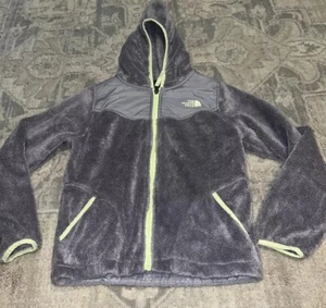 The North Face Girls Sz Medium 10/12 Gray Full Zip Hooded Fuzzy Fleece Jacket - Picture 1 of 5